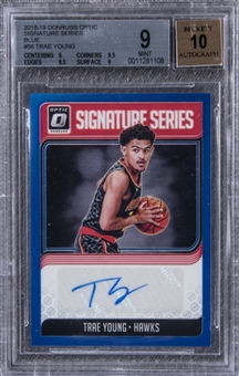 2018-19 Donruss Optic Signature Series Blue #56 Trae Young Rookie Card (#11/25) - BGS MINT 9
